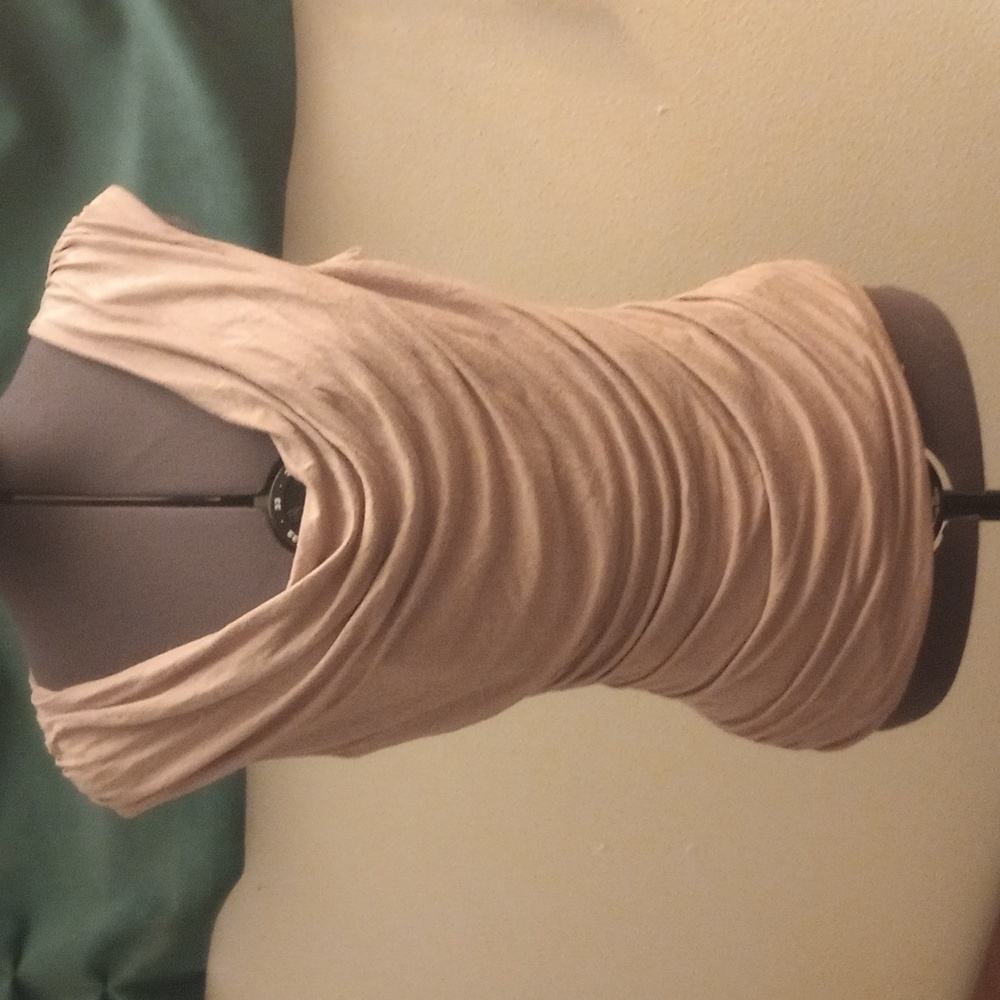 Shirred brown sleeveless shirt Ruched L